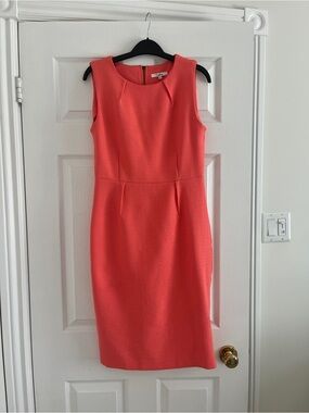 Darling Sleeveless Coral-Orange Midi Sheath Dress